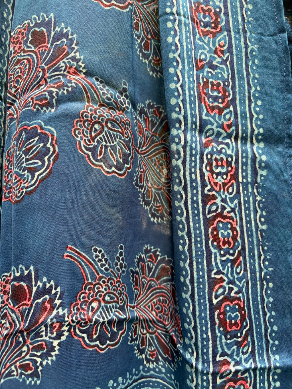 Modal Silk Ajrakh Stole - Blue