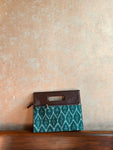 Leather Handbag - Green Ikat