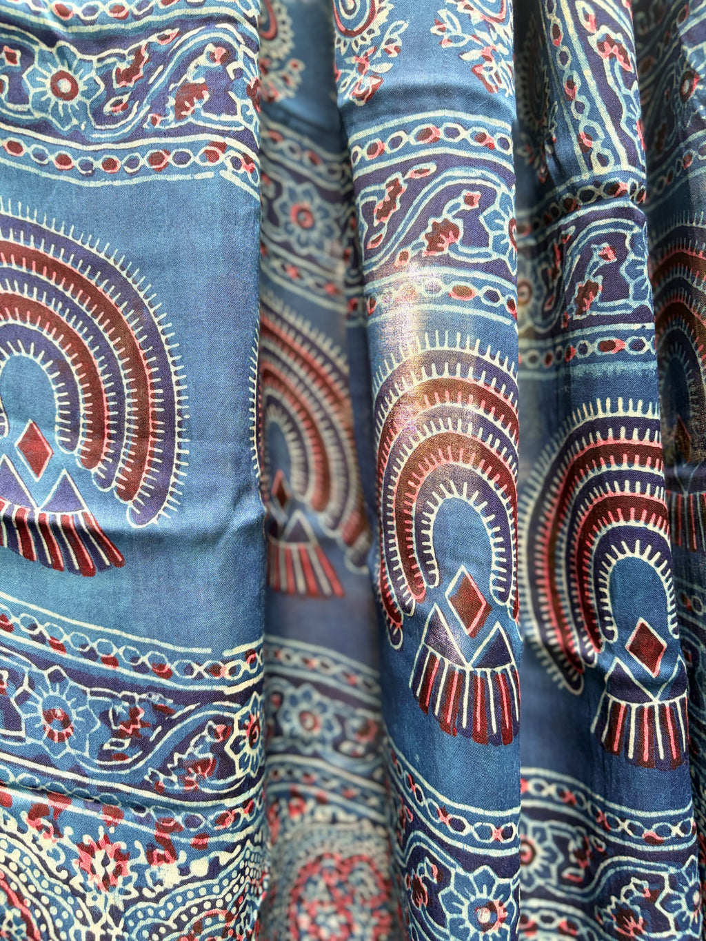 Modal Silk Ajrakh Stole - Blue