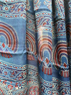 Modal Silk Ajrakh Stole - Blue