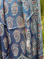 Modal Silk Ajrakh Stole - Blue