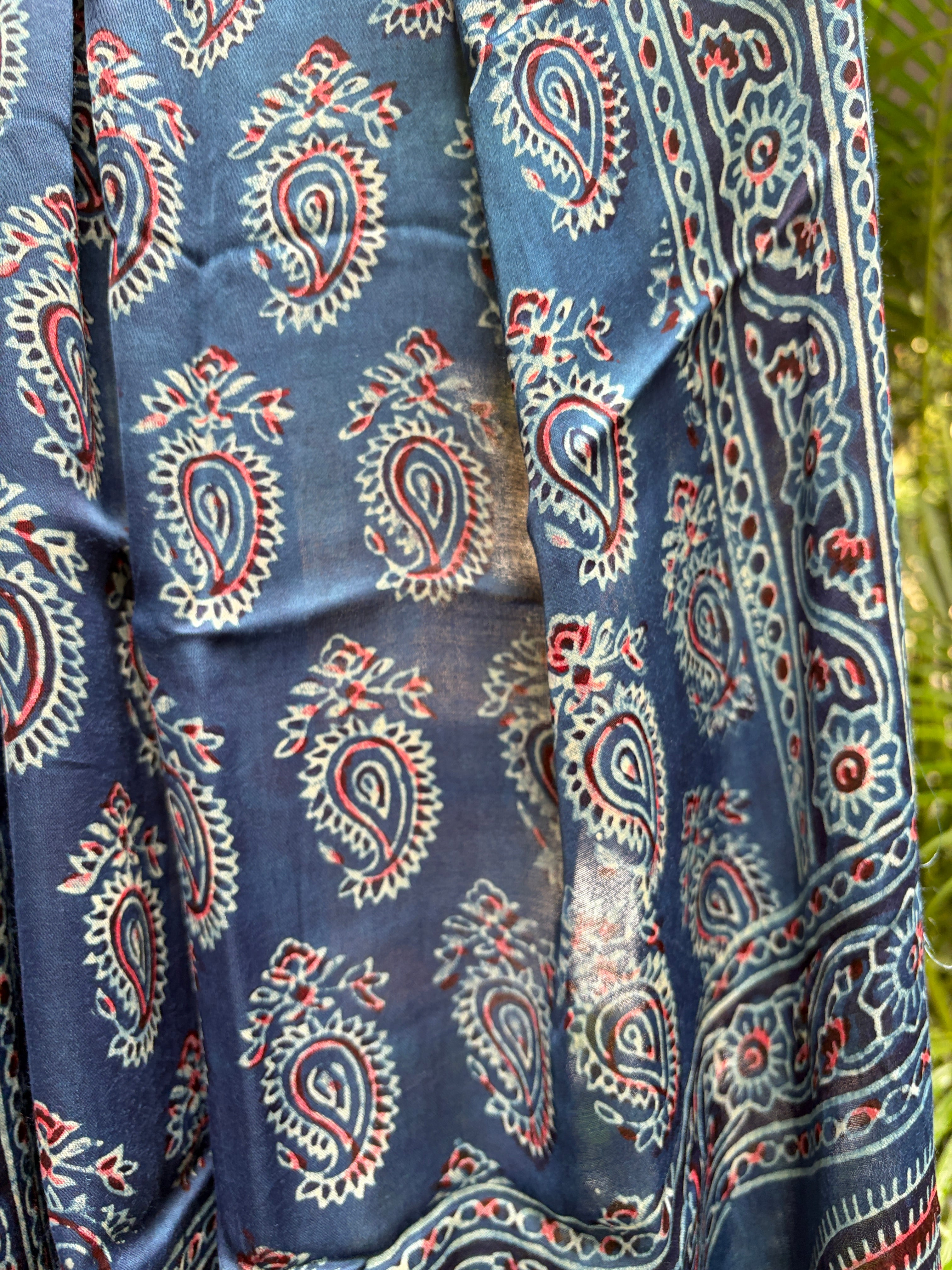 Modal Silk Ajrakh Stole - Blue