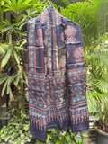 Modal Silk Ajrakh Stole - Navy Blue