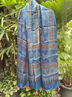 Modal Silk Ajrakh Stole - Blue