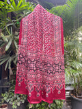 Modal Silk Ajrakh Stole - Maroon