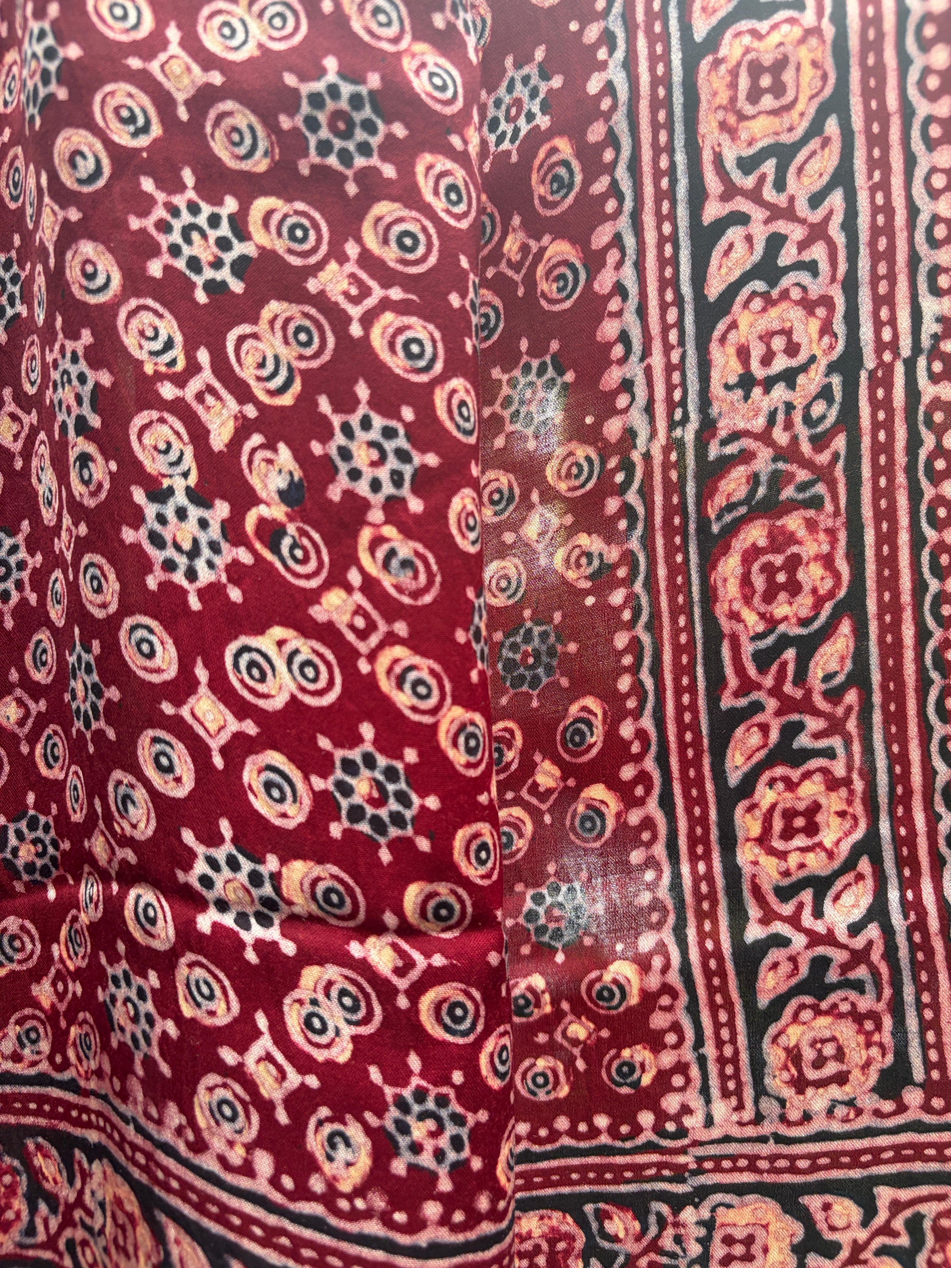 Modal Silk Ajrakh Stole - Maroon