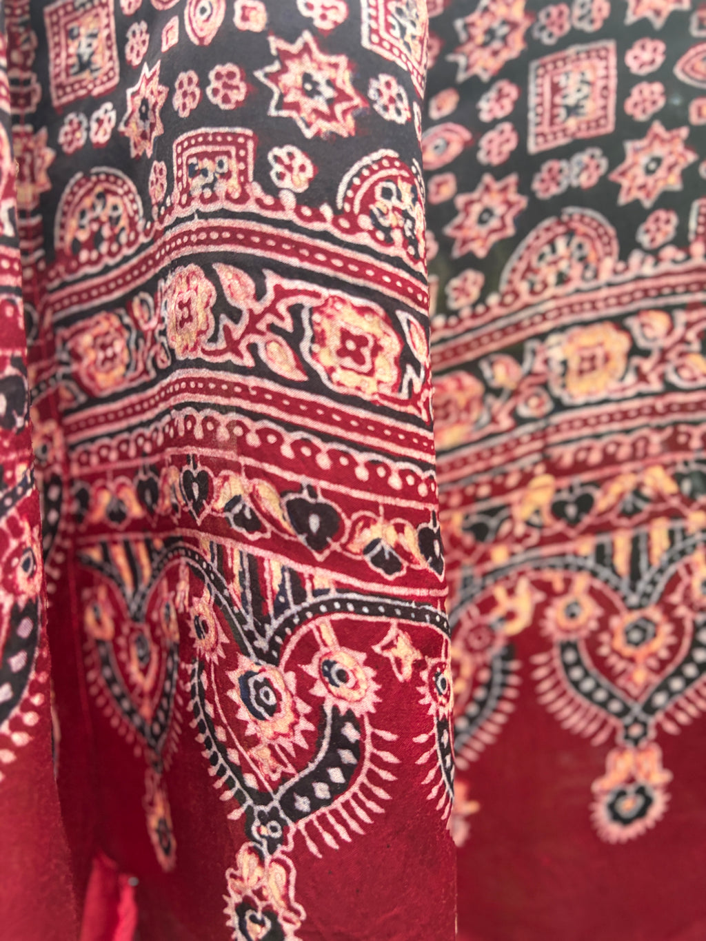 Modal Silk Ajrakh Stole - Maroon