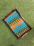 Wooden Tray - Large - Green Ikat