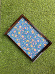 Wooden Tray - Large - Blue Floral