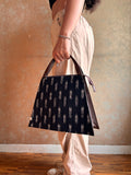 Leather Triangle Baguette - Black Ikat