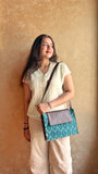 Leather Envelope Sling - Green Ikat