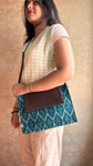 Leather Envelope Sling - Green Ikat