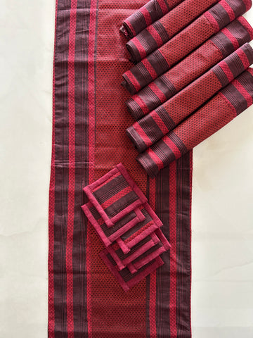 Table Mat & Table Runner Set - Maroon Khun