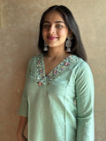 Woman's Festive Kurta - Pista Green