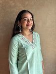 Woman's Festive Kurta - Pista Green