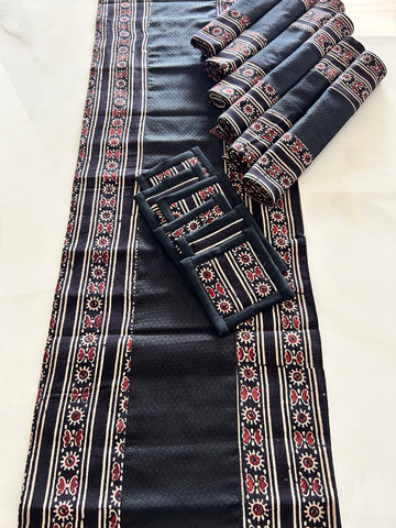 Table Mat & Table Runner Set - Black Khun + Black