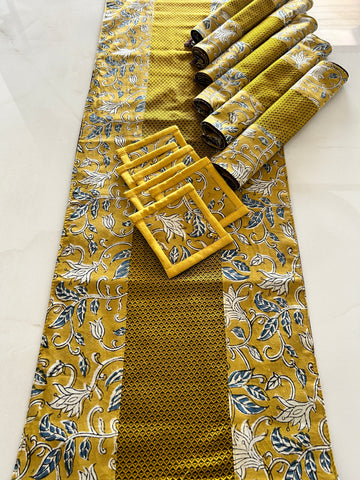 Table Mat & Table Runner Set - Yellow Khun + Yellow