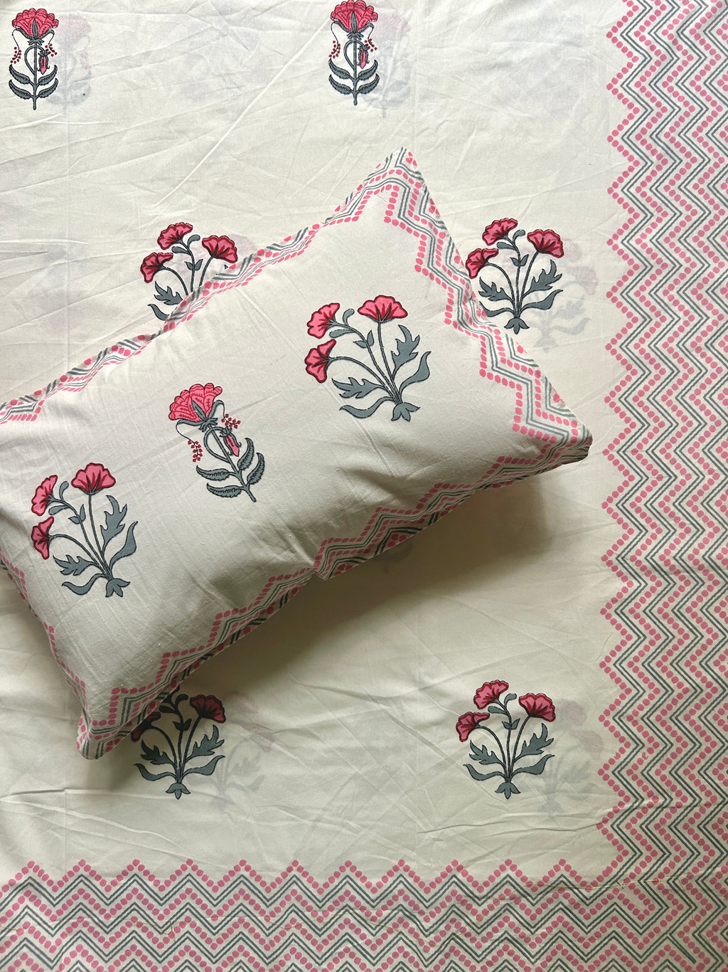 Baagh Superking Bedsheet - Pink