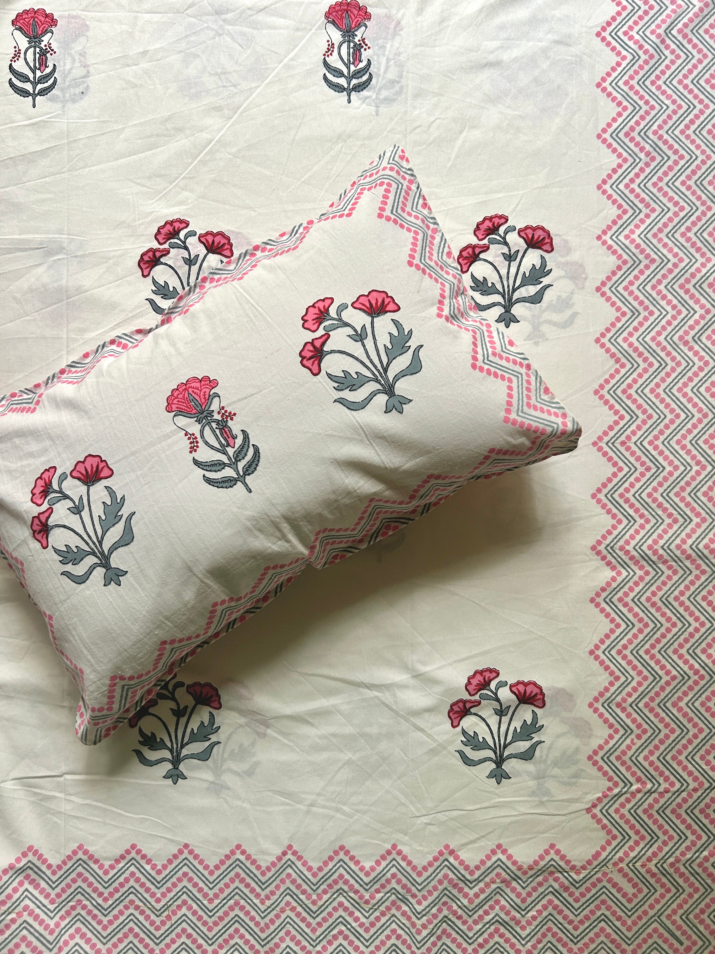 Baagh Superking Bedsheet - Pink