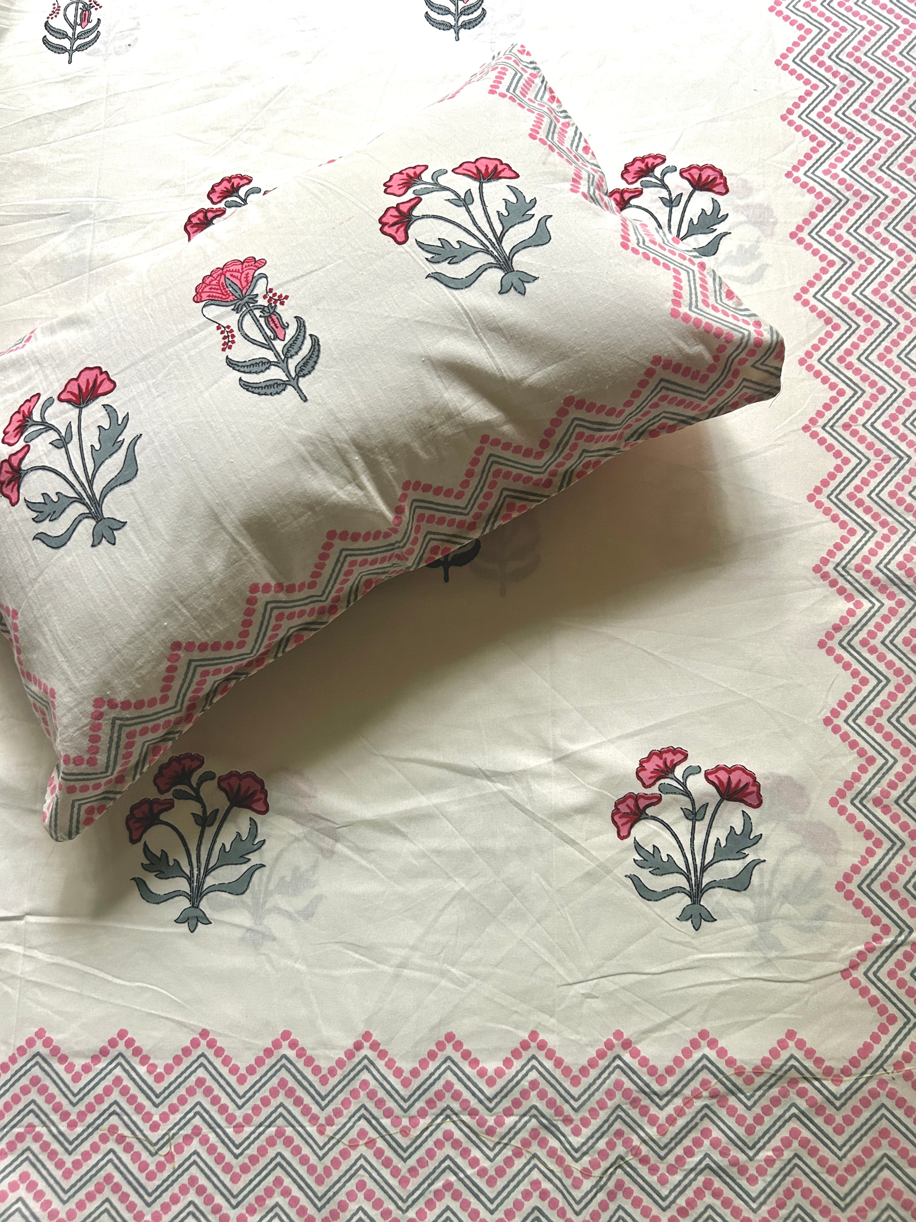Baagh Superking Bedsheet - Pink