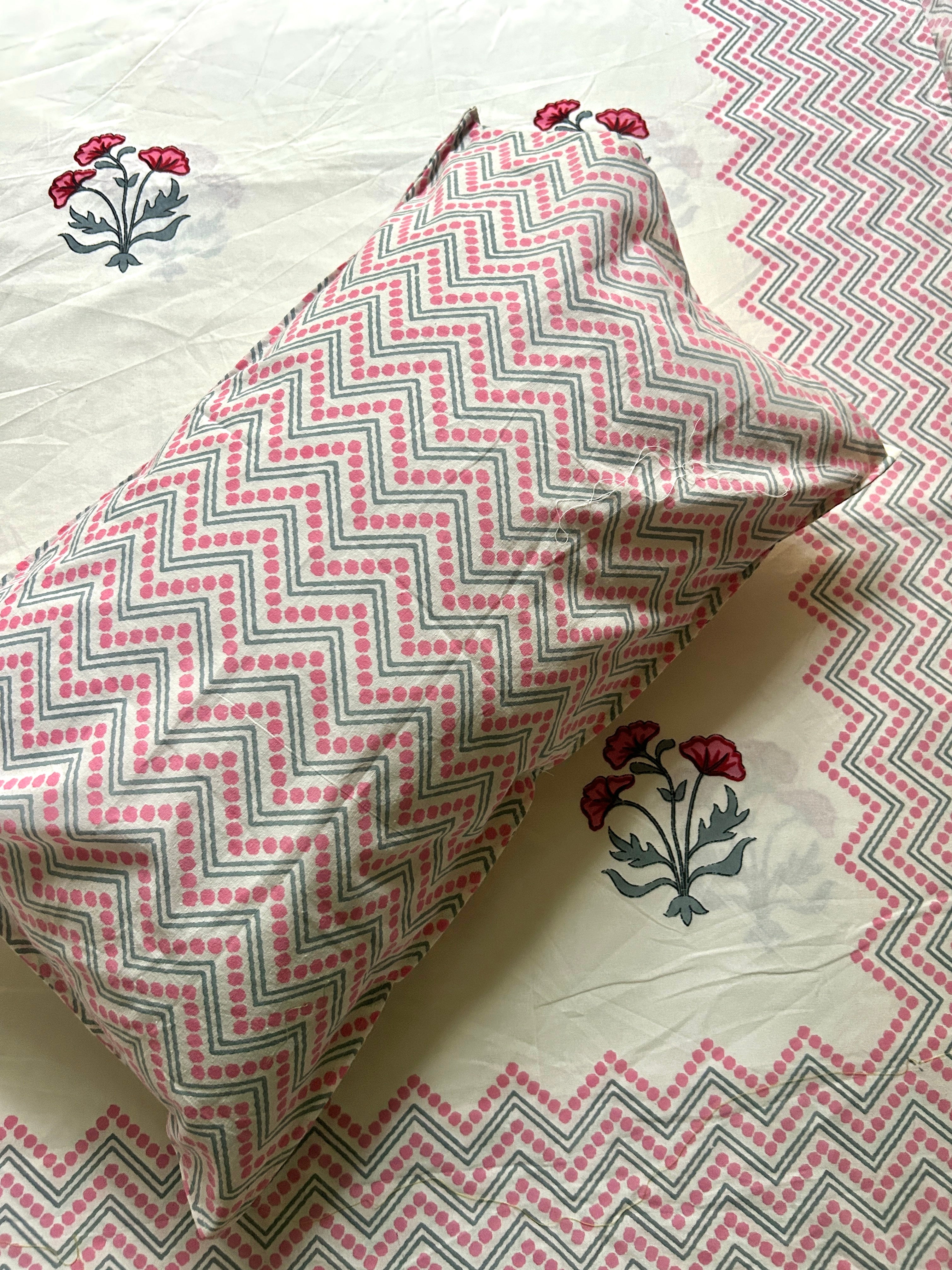 Baagh Superking Bedsheet - Pink