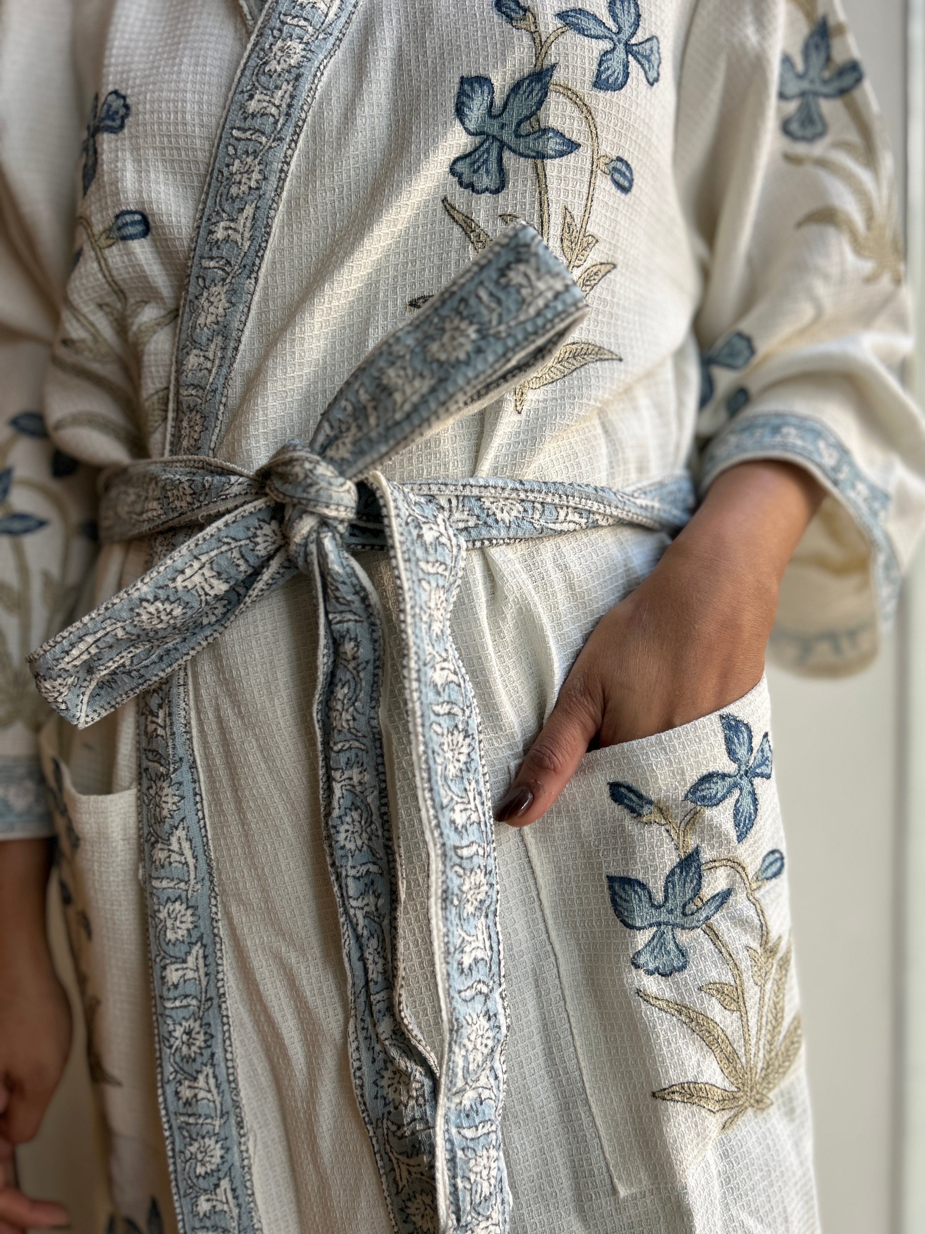 Waffle Bathrobe - Blue