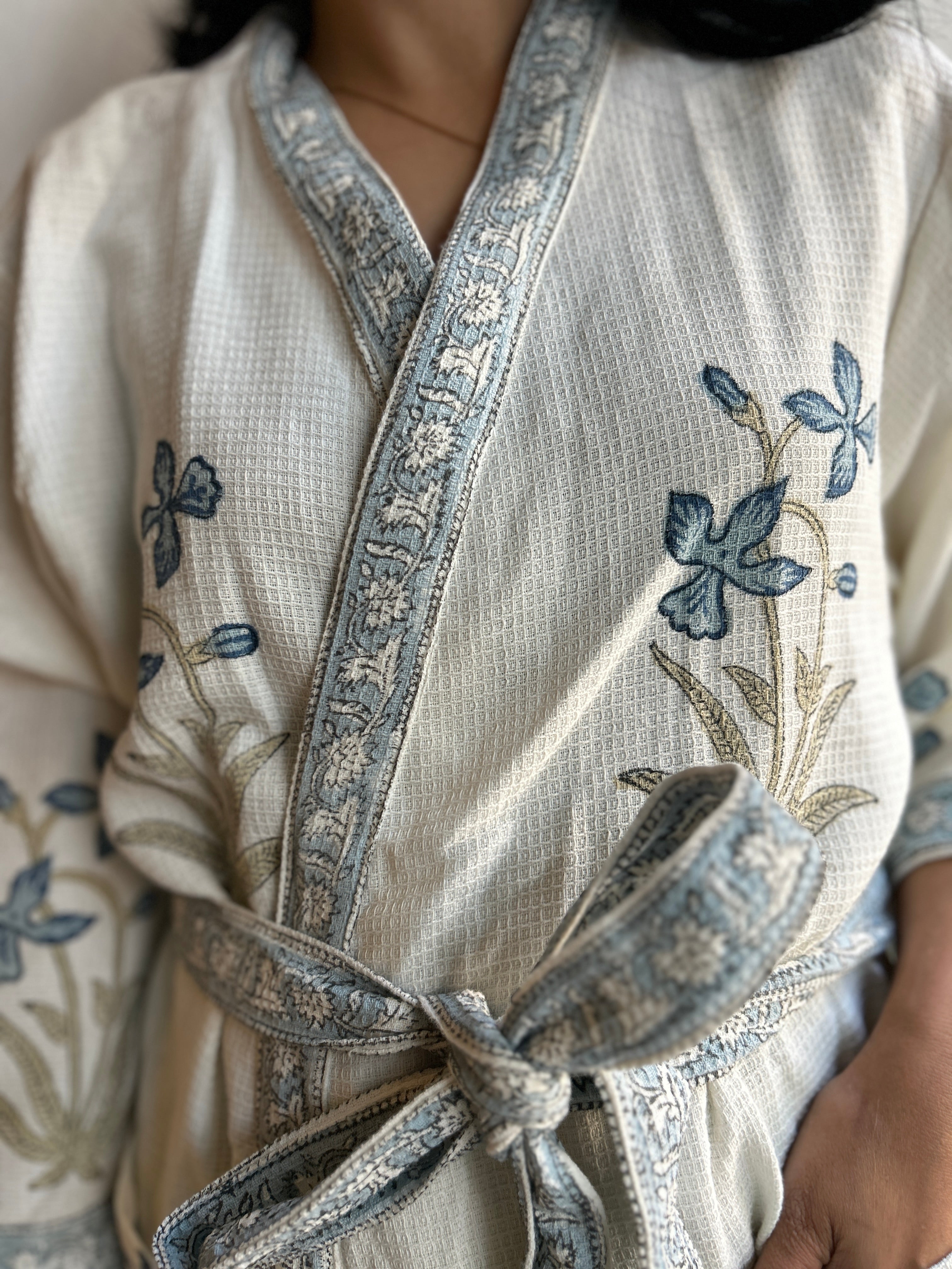 Waffle Bathrobe - Blue