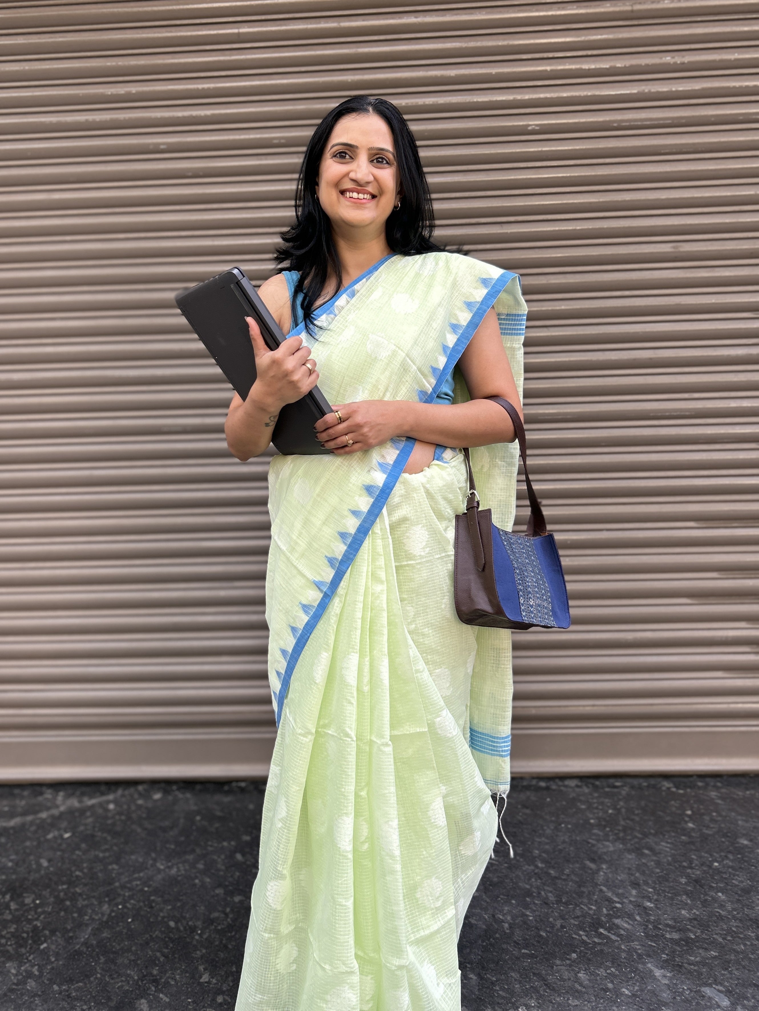 Cotton Saree - Light Lime Green