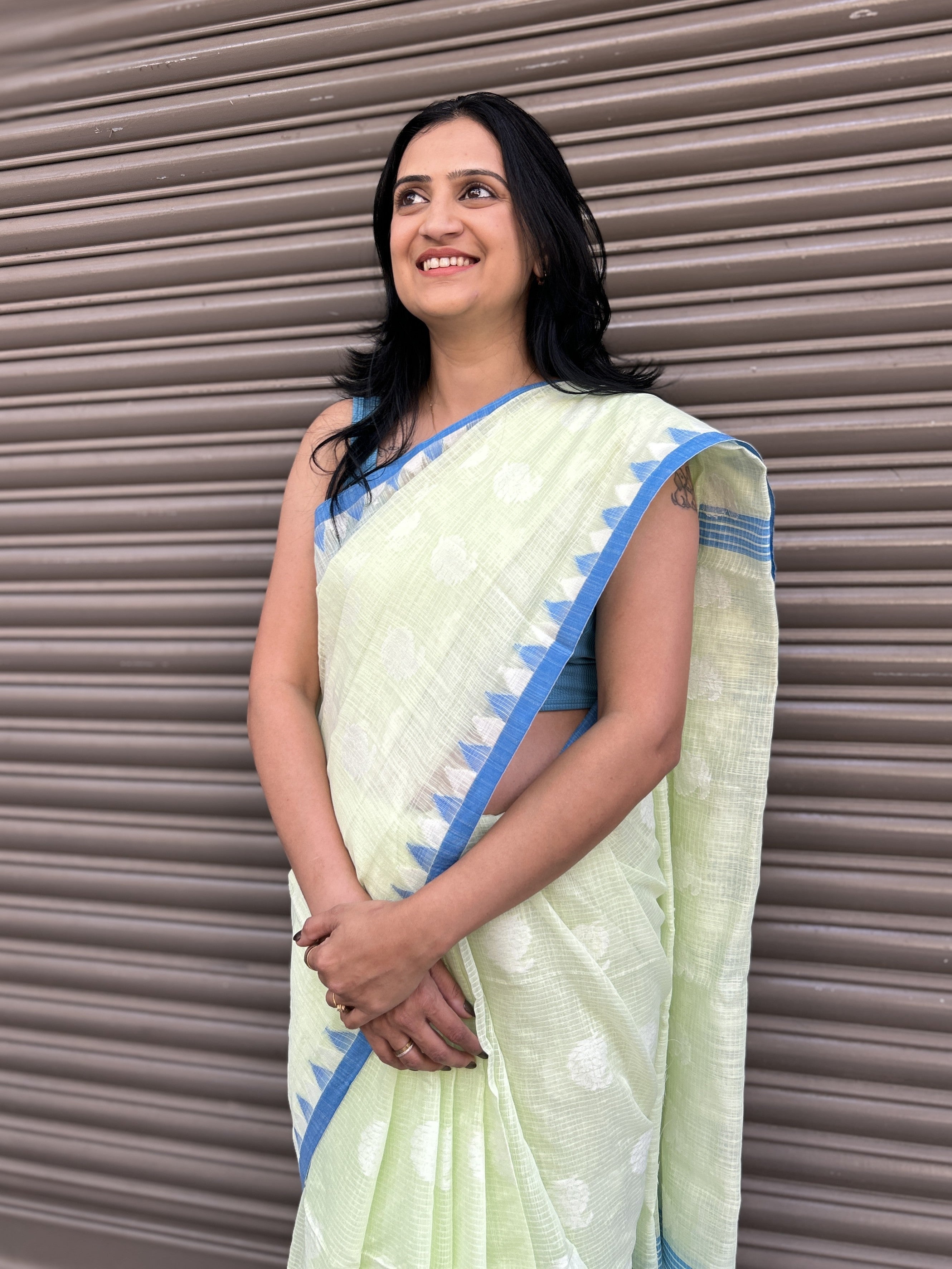 Cotton Saree - Light Lime Green