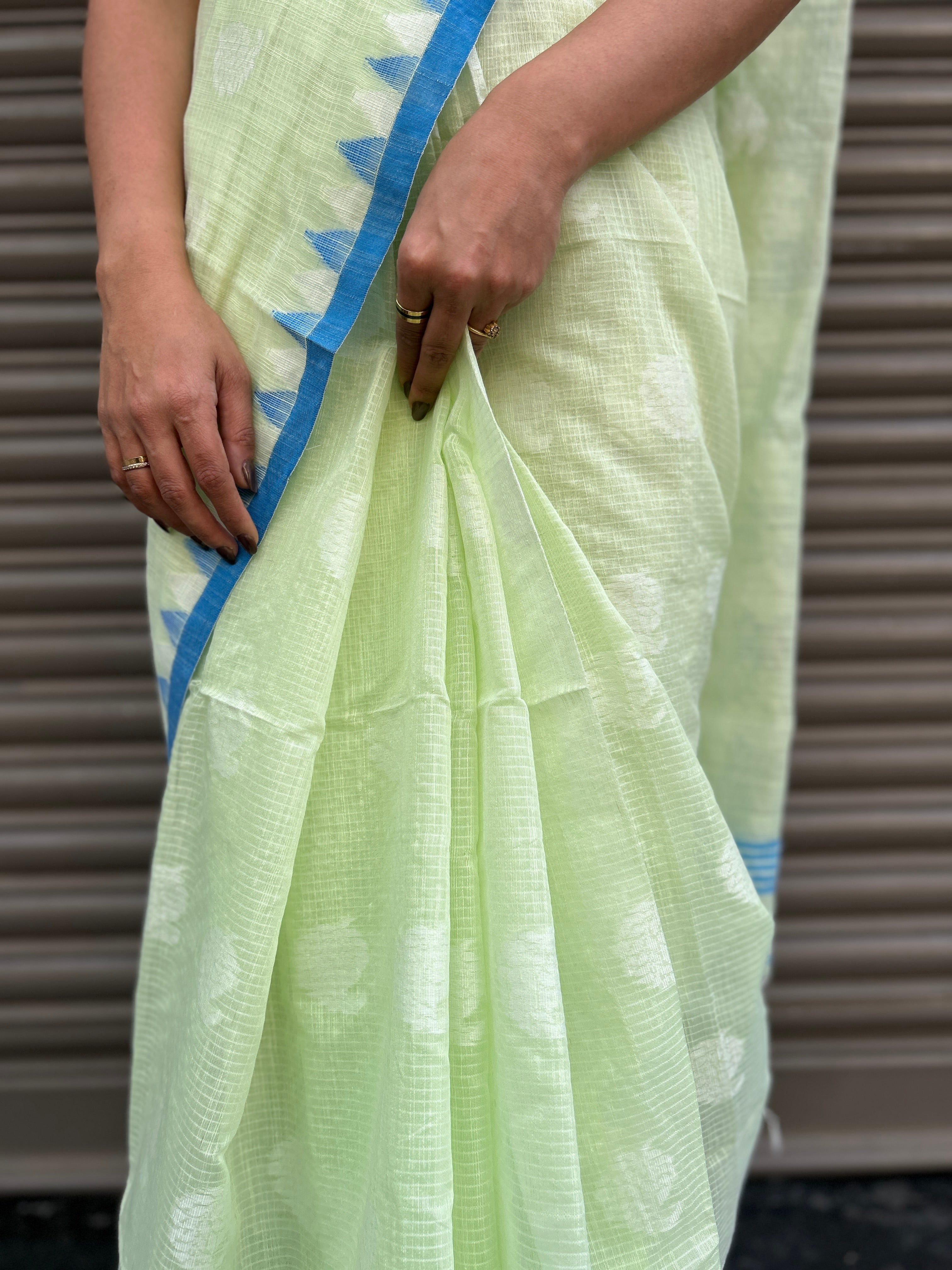 Cotton Saree - Light Lime Green
