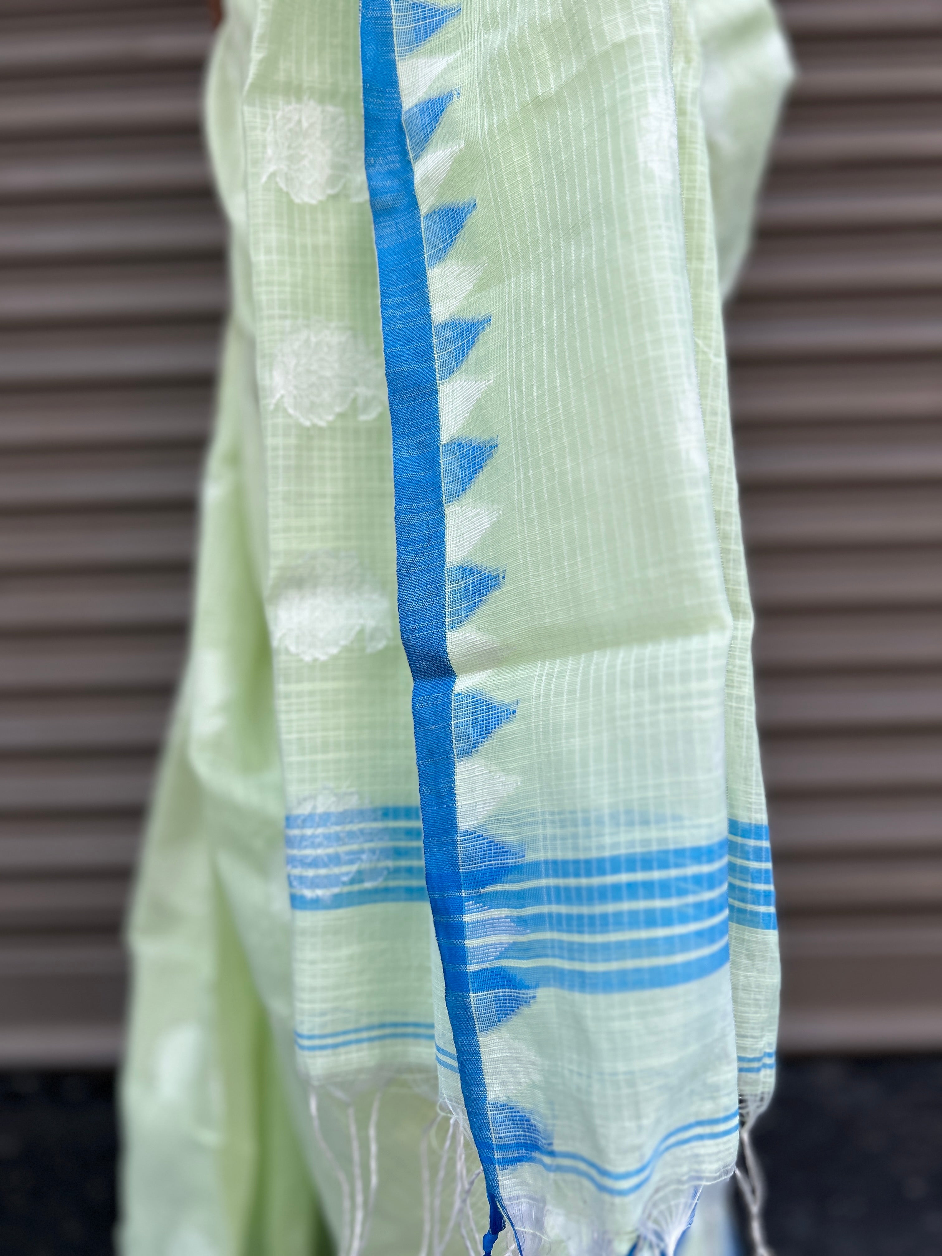 Cotton Saree - Light Lime Green