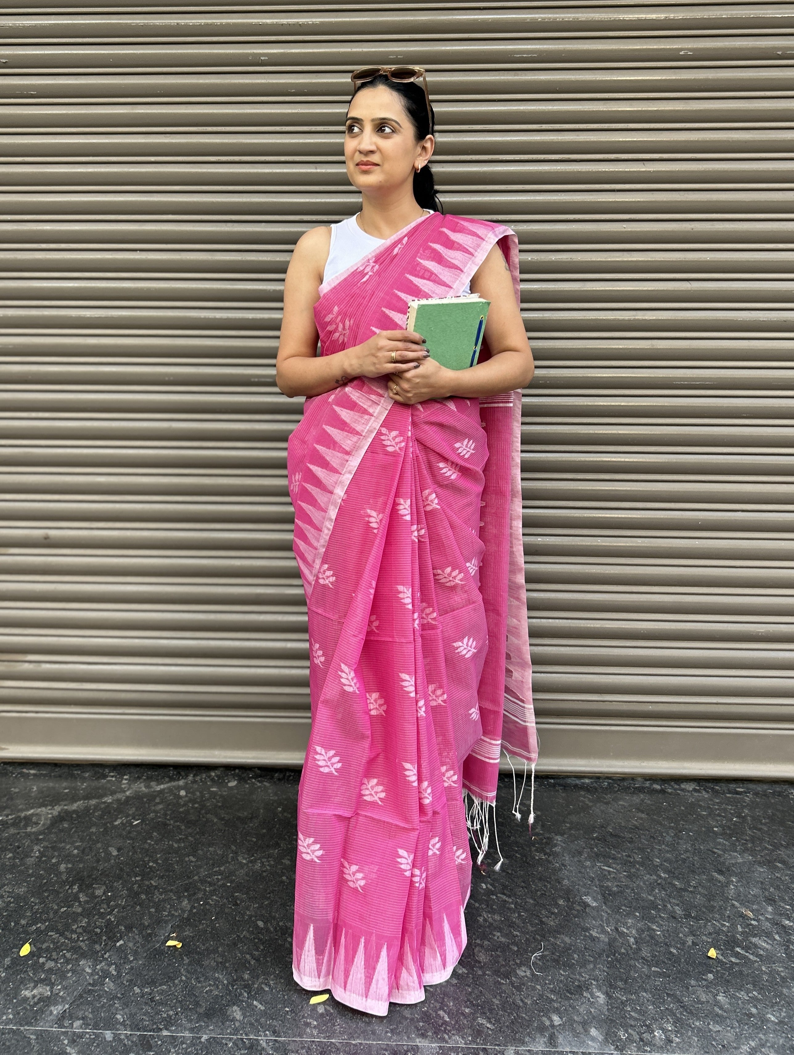 Cotton Jamdani Saree - Pink