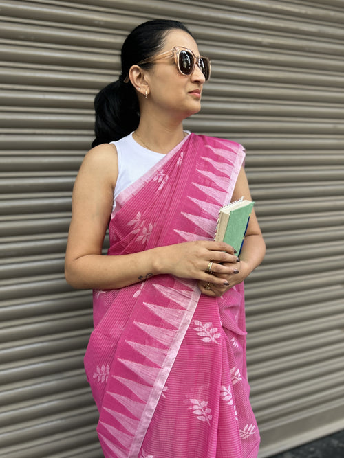 Cotton Jamdani Saree - Pink