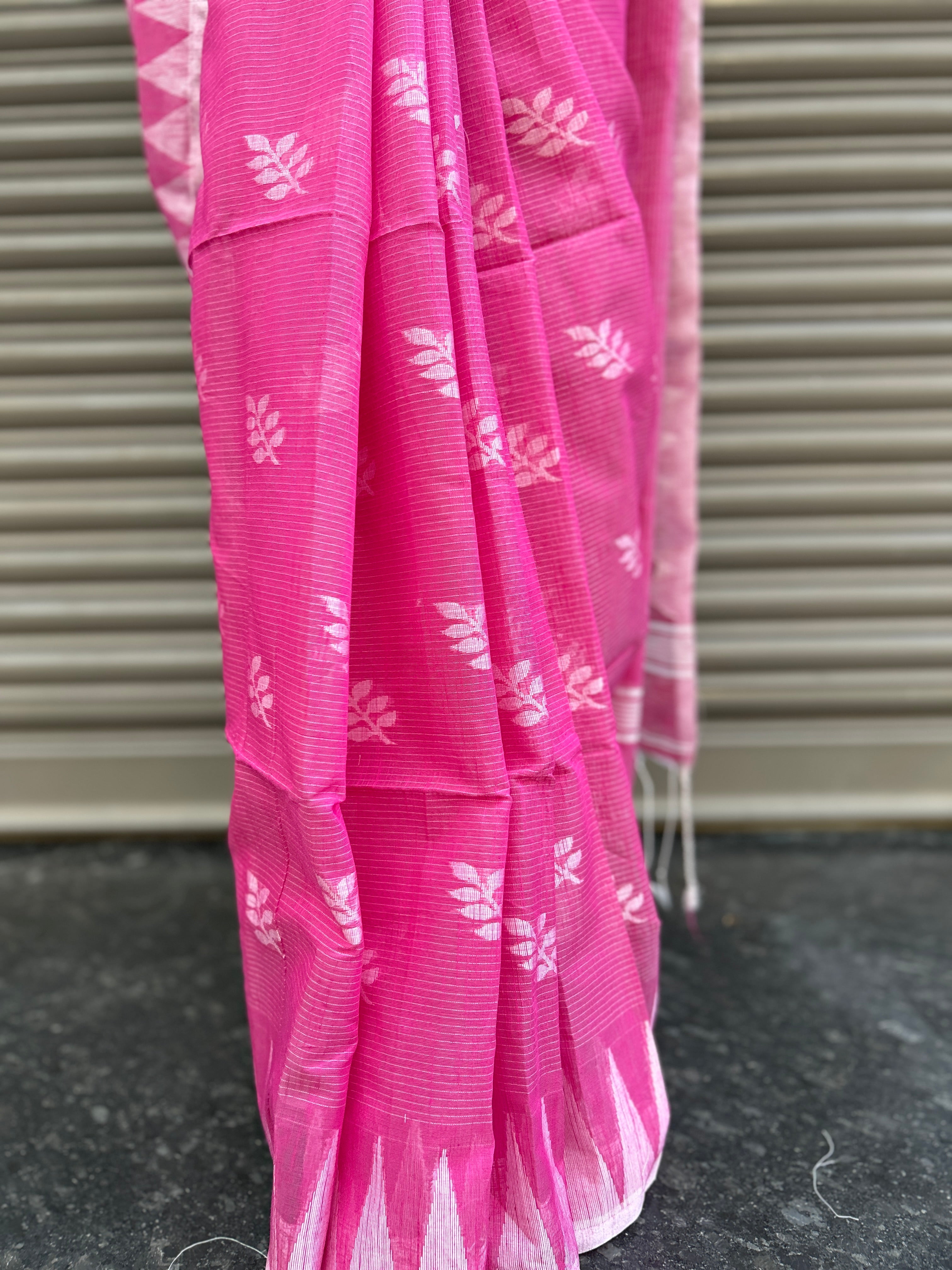 Cotton Jamdani Saree - Pink