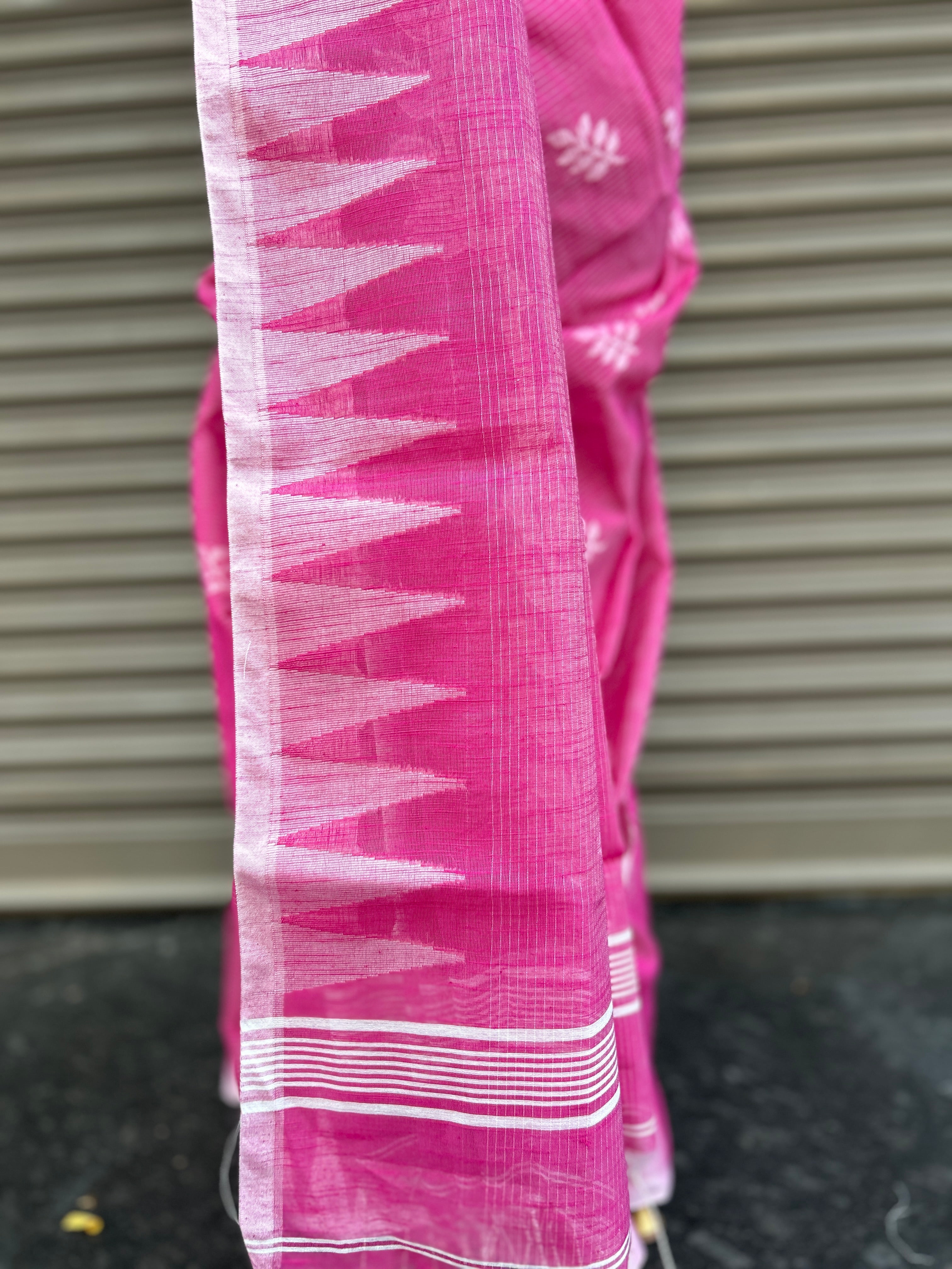 Cotton Jamdani Saree - Pink