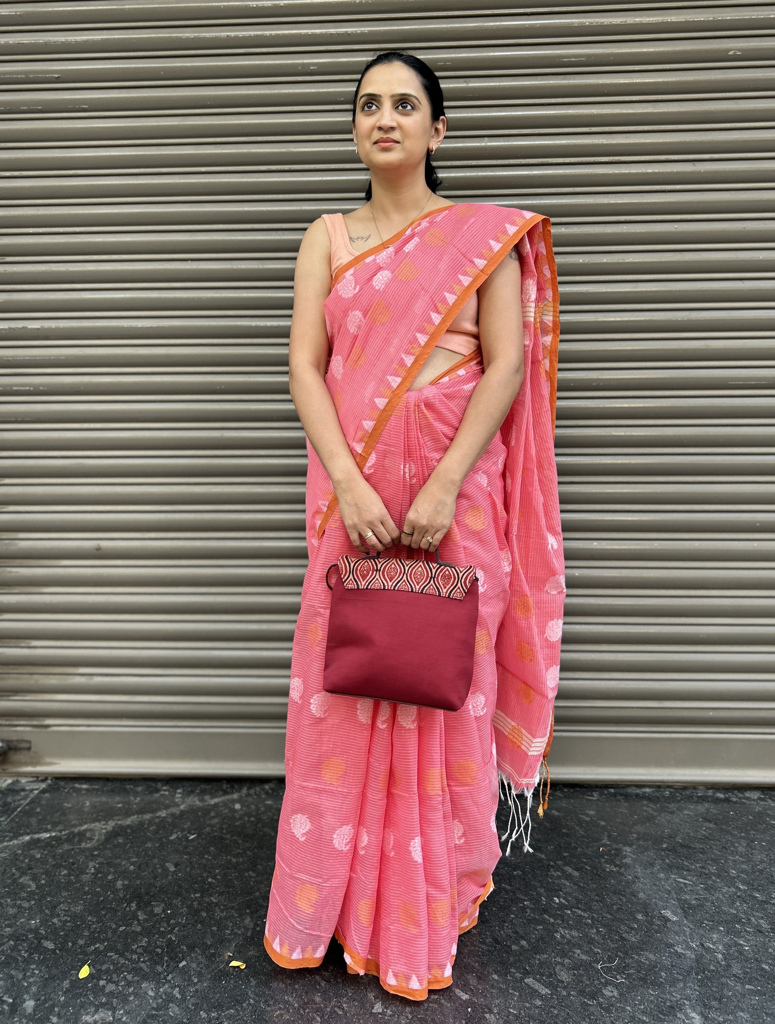 Cotton Saree - Peach