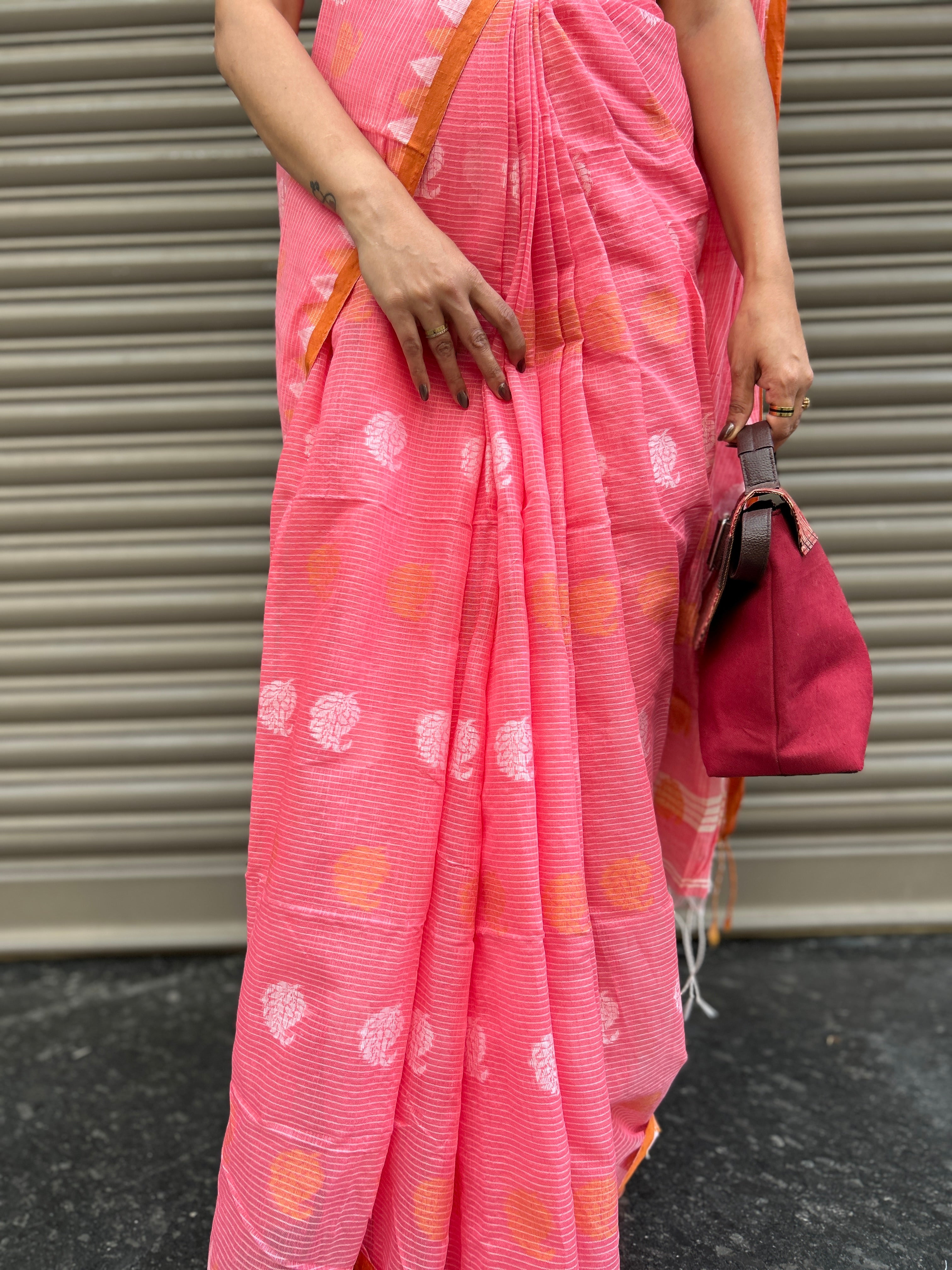 Cotton Saree - Peach