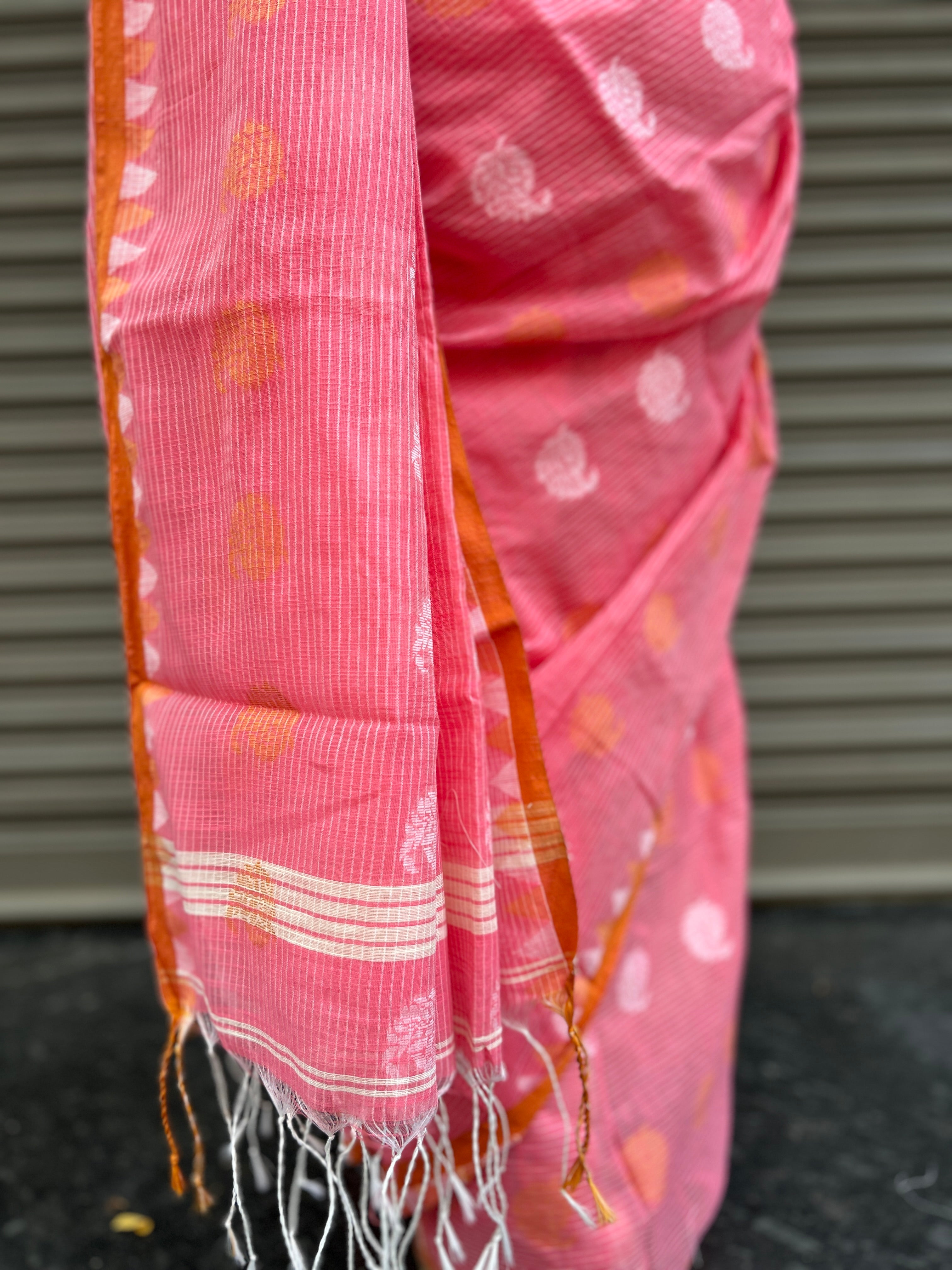 Cotton Saree - Peach