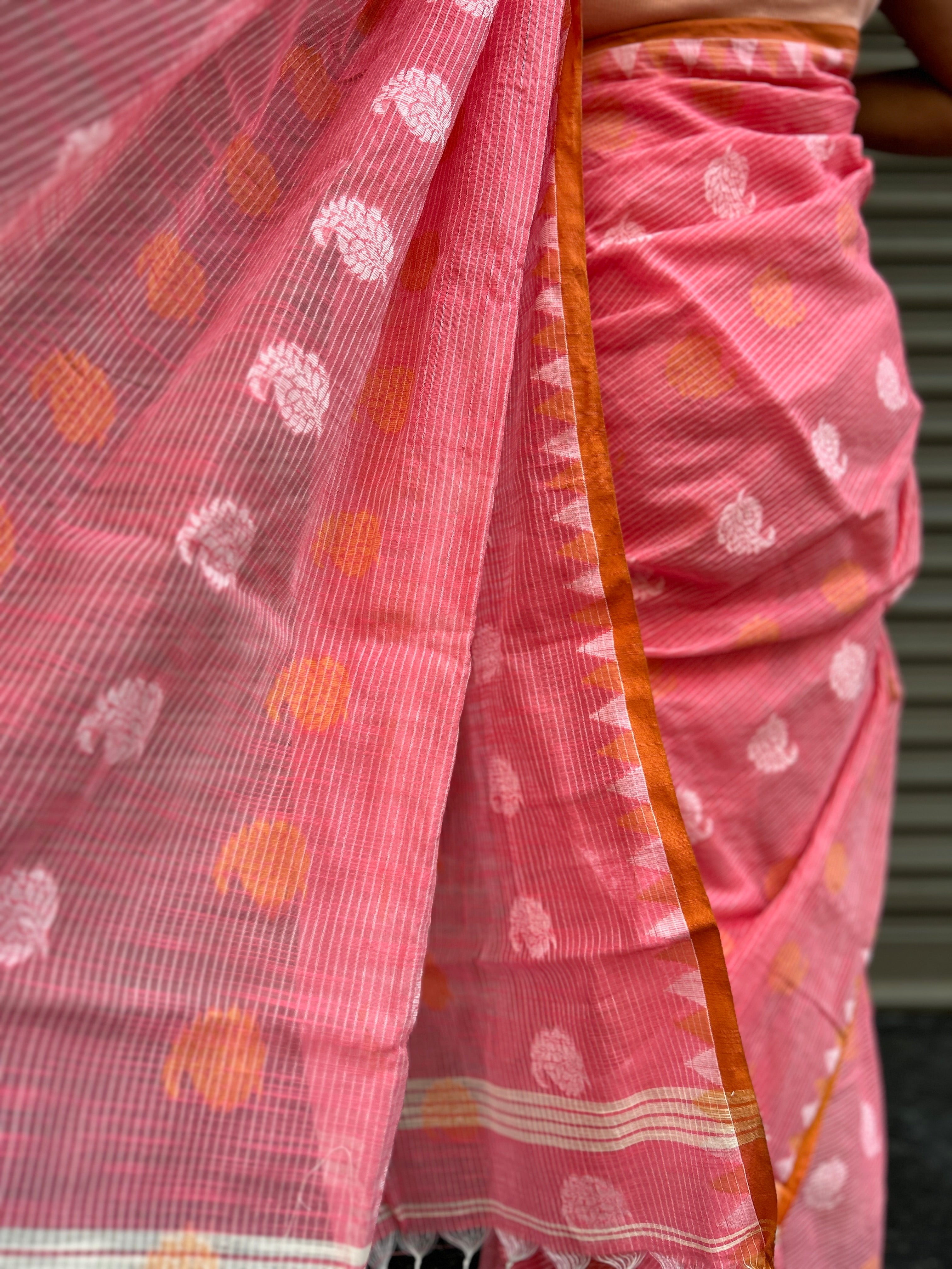 Cotton Saree - Peach