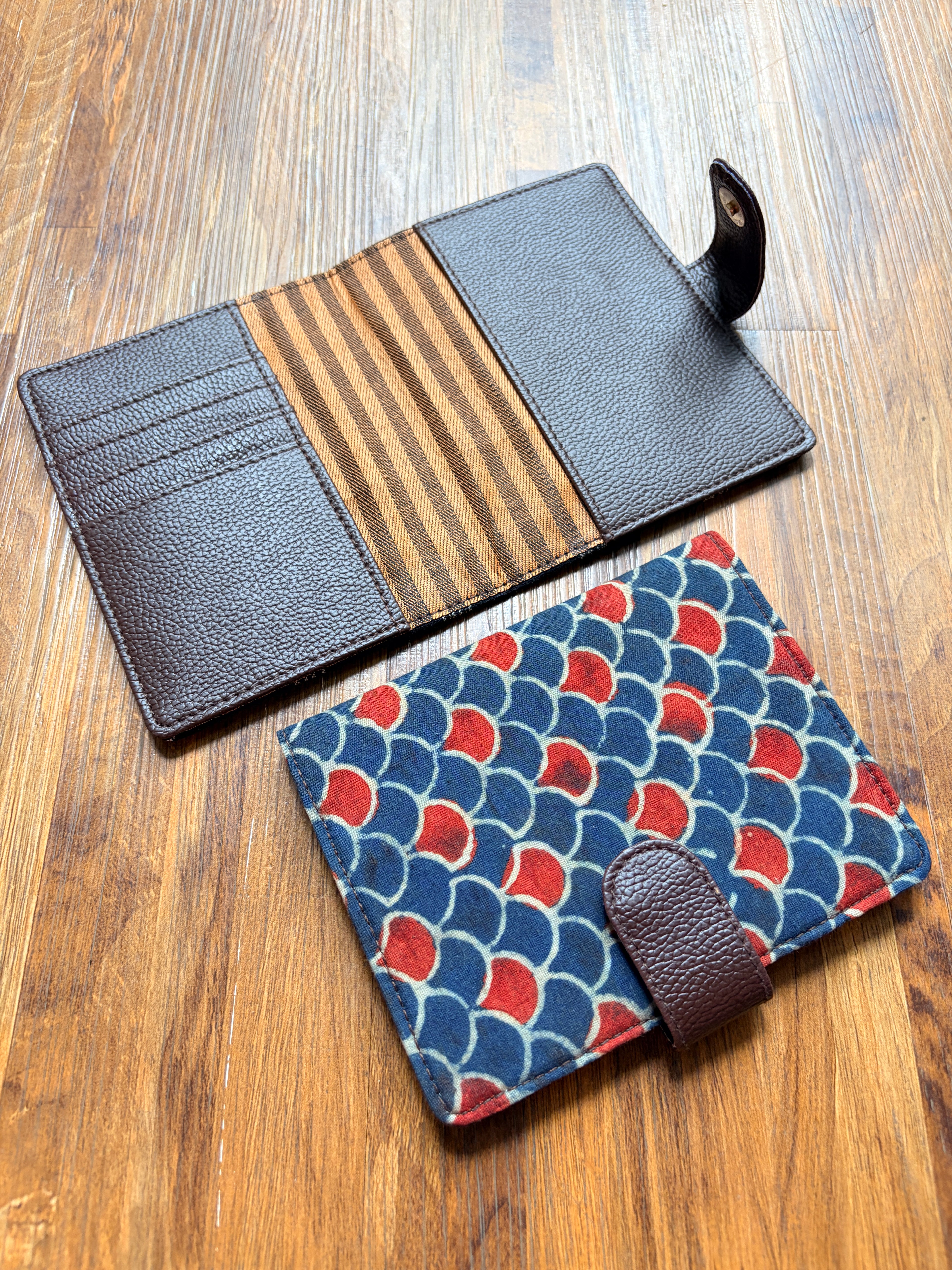 Leather Passport Holder - Red & Blue