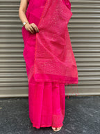 Pink Cotton Silk Saree with Sequin Work - Pink