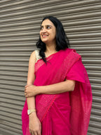 Pink Cotton Silk Saree with Sequin Work - Pink