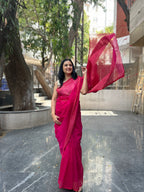 Pink Cotton Silk Saree with Sequin Work - Pink