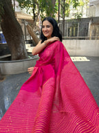 Pink Cotton Silk Saree with Sequin Work - Pink