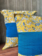 Fusion Cushion Cover - Mustard + Blue Khun