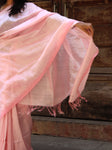 Mangalagiri Plain Cotton Silk Saree - Baby Pink