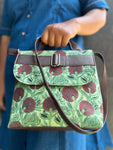 Leather Square Sling Bag - Pista Green