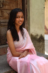 Mangalagiri Plain Cotton Silk Saree - Baby Pink