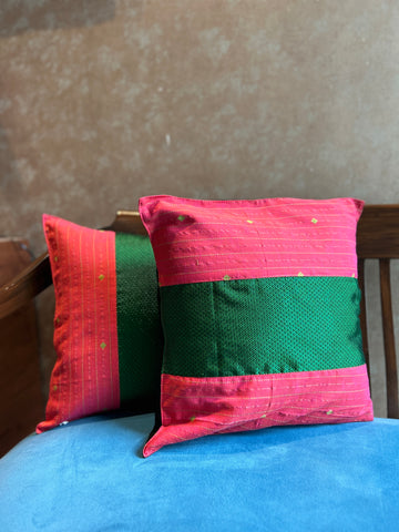 Cushion Cover - 16" x 16" - Pink + Green Khun