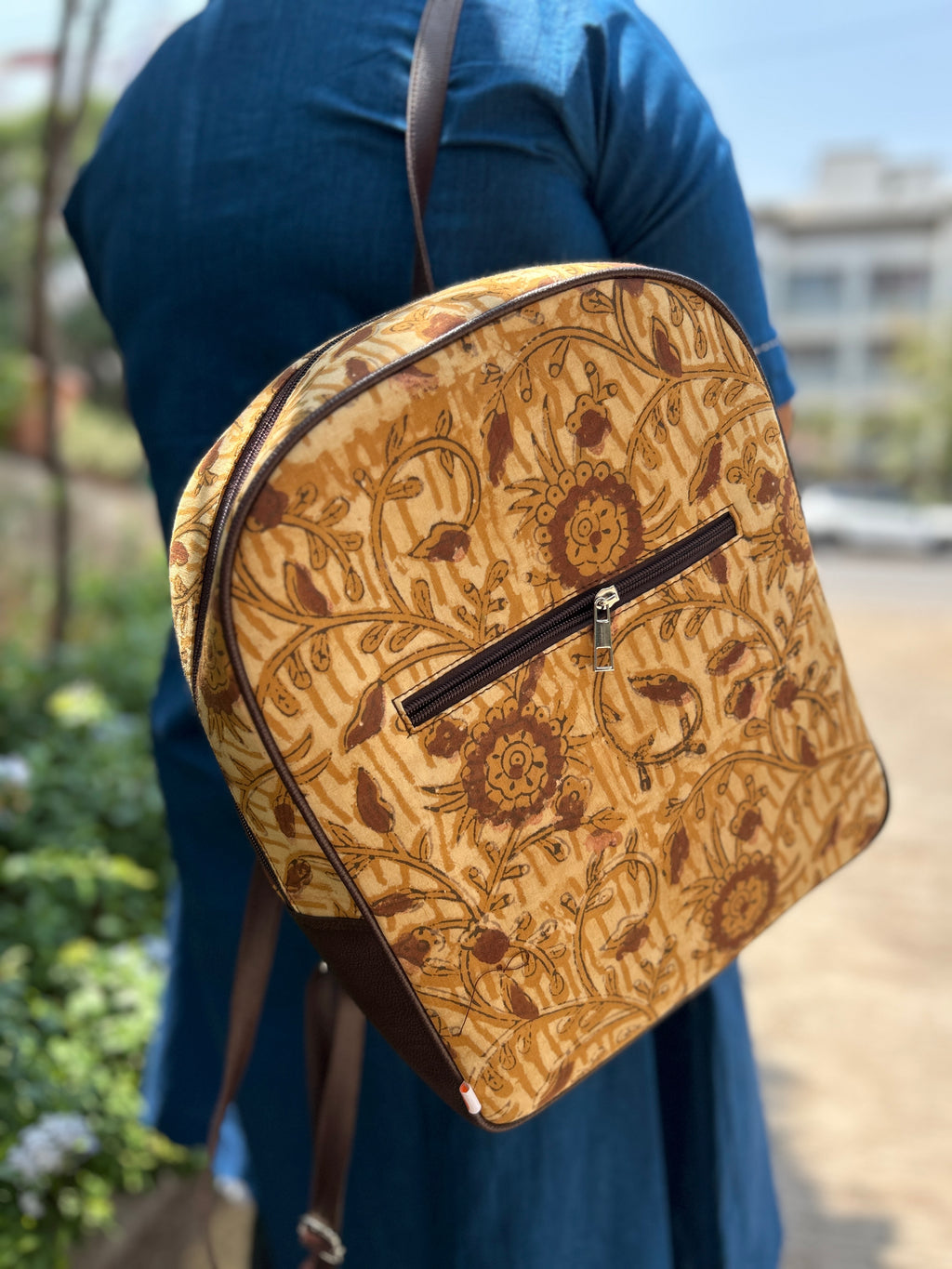 Leather Backpack - Mustard Brown